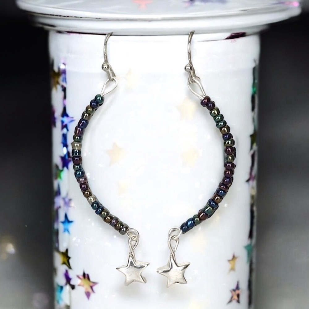 5 For $25๐ซIridescent Beads Arc Star Dangles Earrings
